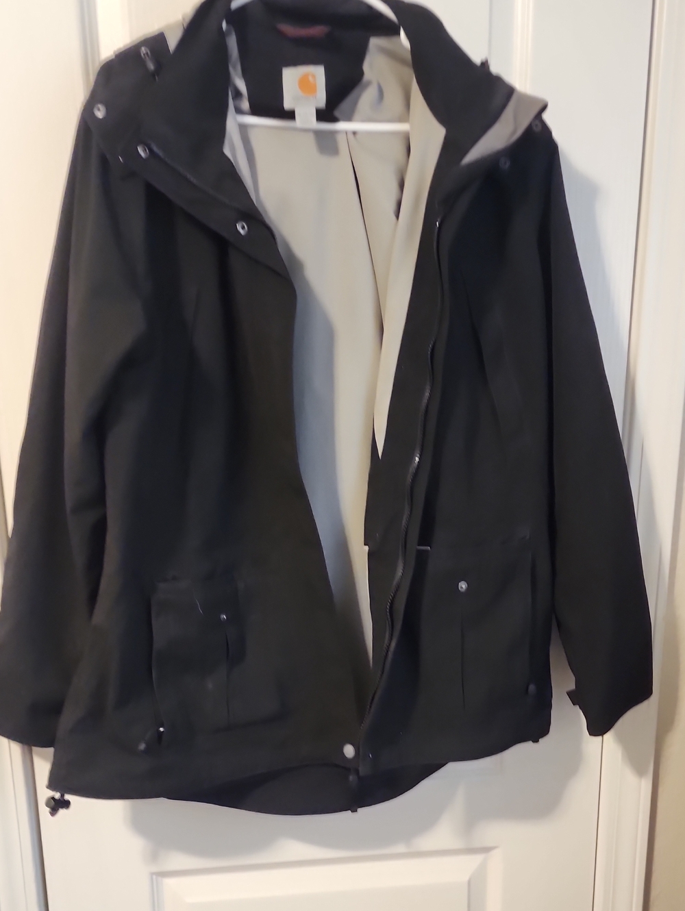 Carhartt Black Hooded Utility Jacket with Light Gray Lining